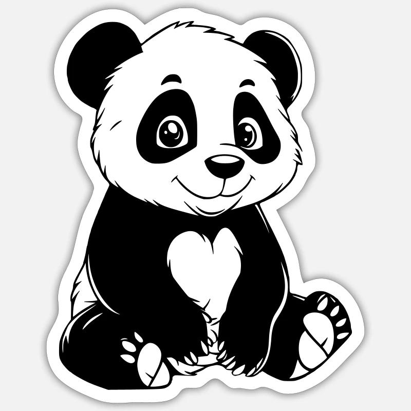Ours panda mignon - Sticker taille S (10 x 10 cm) - blanc mat
