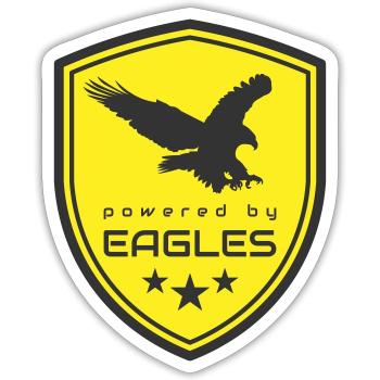 POWERED BY EAGLES - Sticker size S (10 x 10 cm) - white matte - Front