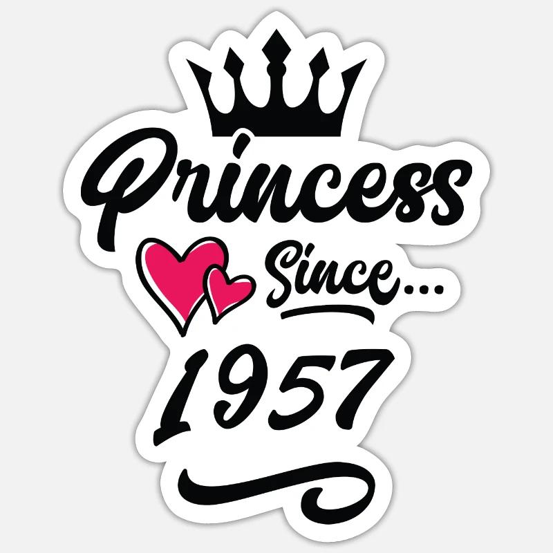 1957 Anniversaire de la princesse - Sticker taille S (10 x 10 cm) - blanc mat