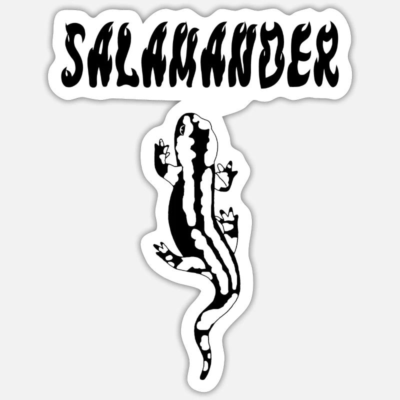 Schwarzer Salamander - Sticker Größe S (10 x 10 cm) - Mattweiß
