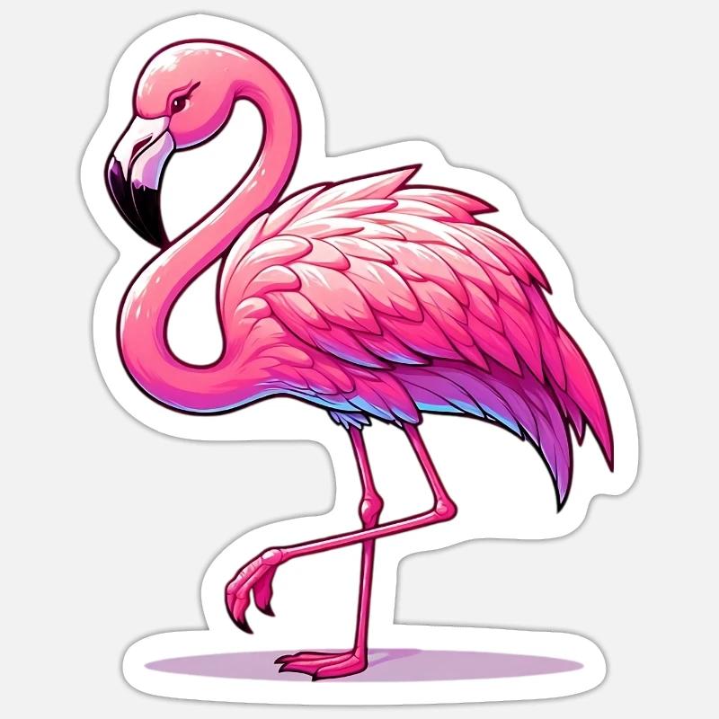 Flamant - Sticker taille S (10 x 10 cm) - blanc mat