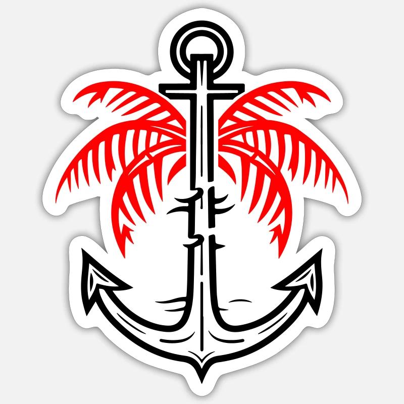 Icône d’ancre de palmier - Sticker taille S (10 x 10 cm) - blanc mat
