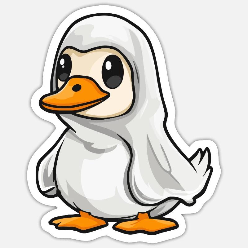 Goose Halloween Comic Ghost - Sticker size S (10 x 10 cm) - white matte