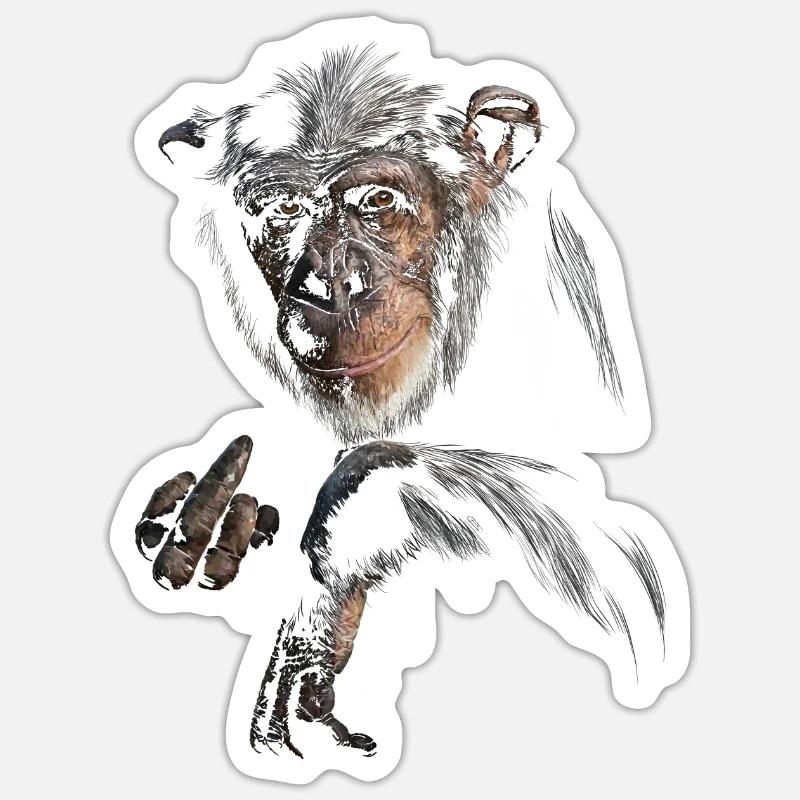 Chimpanzé - Sticker taille S (10 x 10 cm) - blanc mat