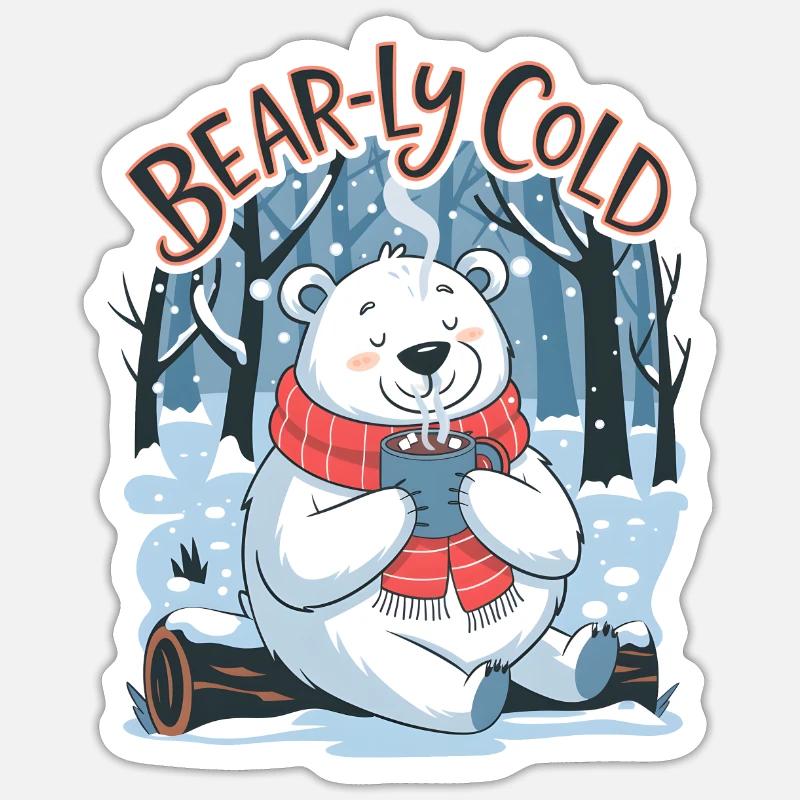 Bear-ly Cold - Sticker size S (10 x 10 cm) - white matte