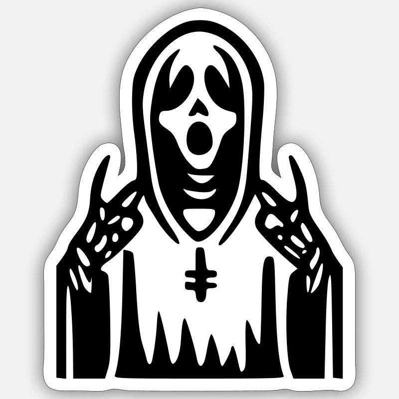 Prêtre Scream - Sticker taille S (10 x 10 cm) - blanc mat