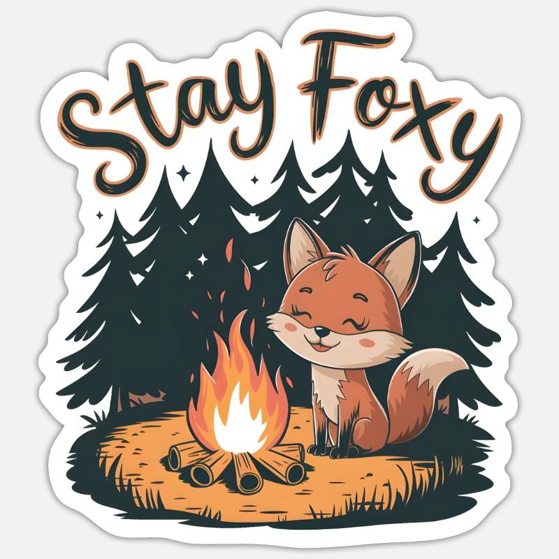 Restez Foxy - Sticker taille S (10 x 10 cm) - blanc mat