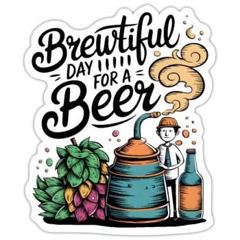 Journée brassicole pour une bière - Sticker taille S (10 x 10 cm) - blanc mat - Devant