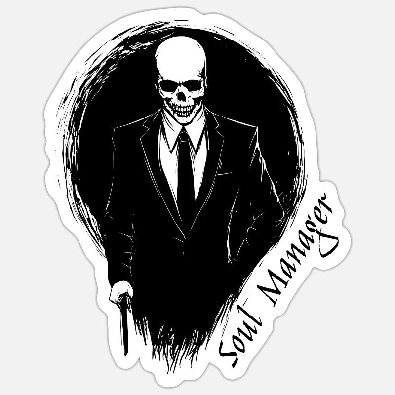 Grimm Geschäftsführer, Seelenmanager - Sticker Größe S (10 x 10 cm) - Mattweiß