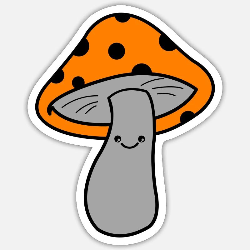 Pilz Champignon - Sticker taille S (10 x 10 cm) - blanc mat