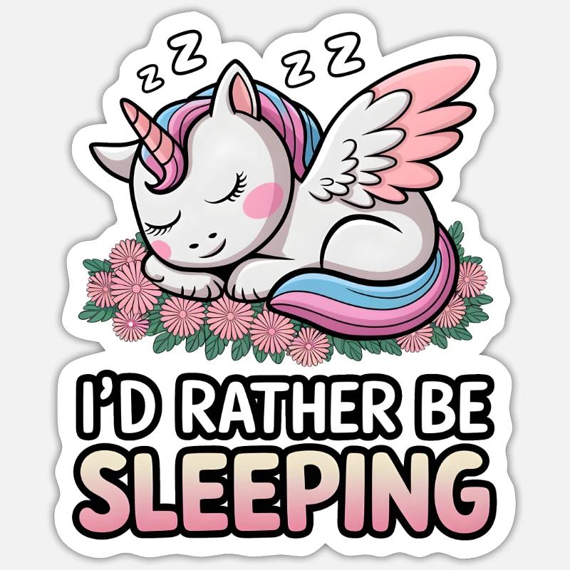 Je préfère dormir - Sticker taille S (10 x 10 cm) - blanc mat