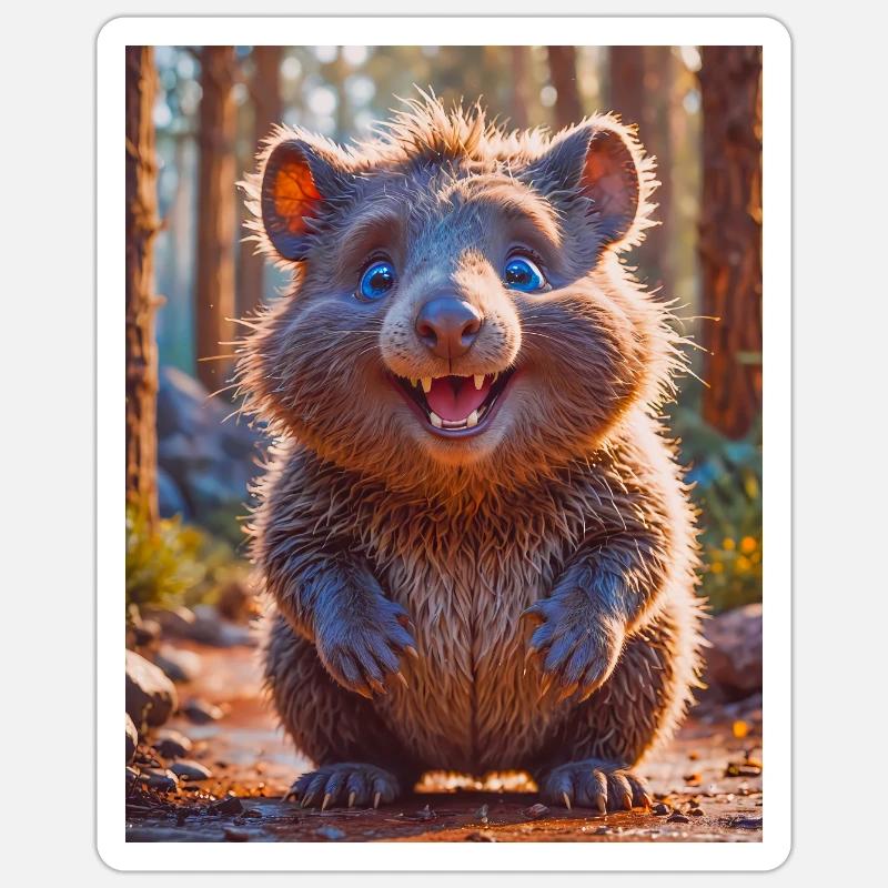 super süßes australisches Tier Down Under Wombat - Sticker Größe S (10 x 10 cm) - Mattweiß
