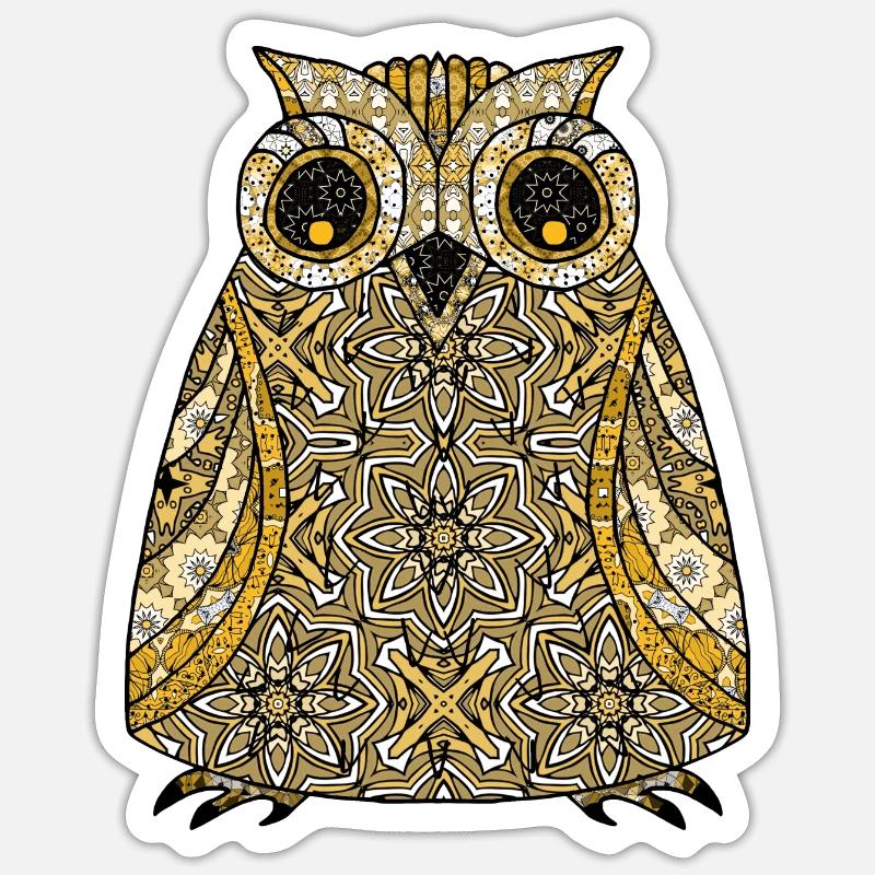 Eule Vogel - Sticker Größe S (10 x 10 cm) - Mattweiß