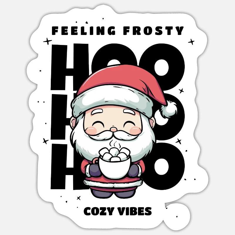 Weihnachten Pullover - Weihnachtsmann, Geschenk - Sticker Größe S (10 x 10 cm) - Mattweiß