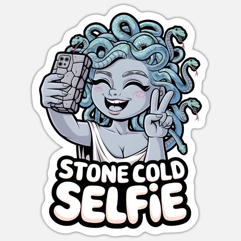 Stone Cold Selfie - Sticker size S (10 x 10 cm) - white matte