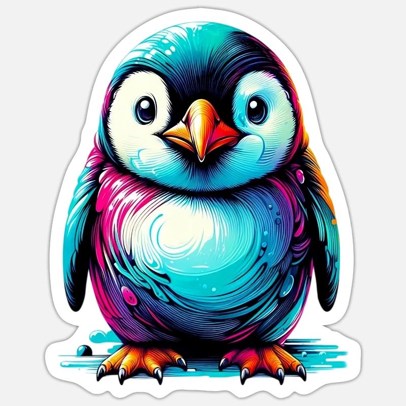 Pingouin - Sticker taille S (10 x 10 cm) - blanc mat