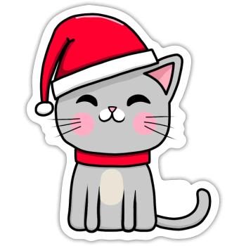 Weihnachtskatze - Sticker Größe S (10 x 10 cm) - Mattweiß - Vorne