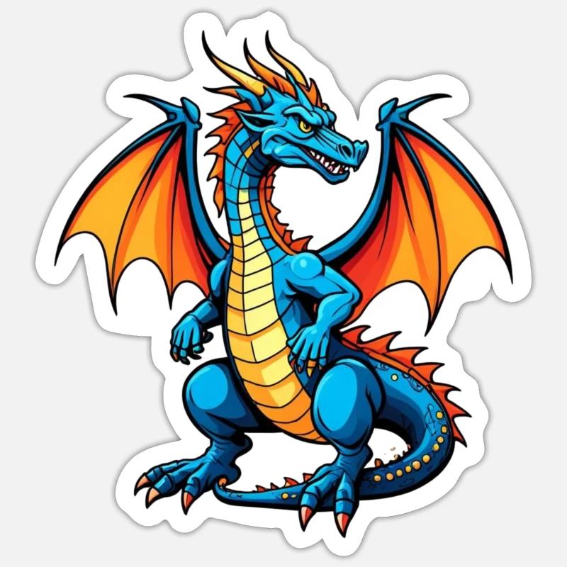 Blauer Dragon - Sticker Größe S (10 x 10 cm) - Mattweiß