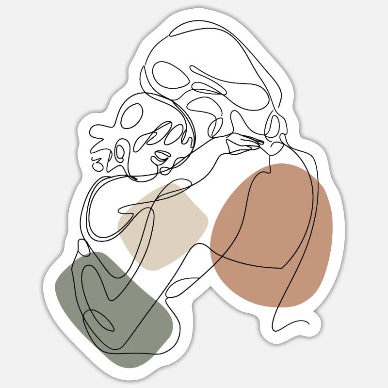 Mutter mit Kind Baby - Sticker Größe S (10 x 10 cm) - Mattweiß