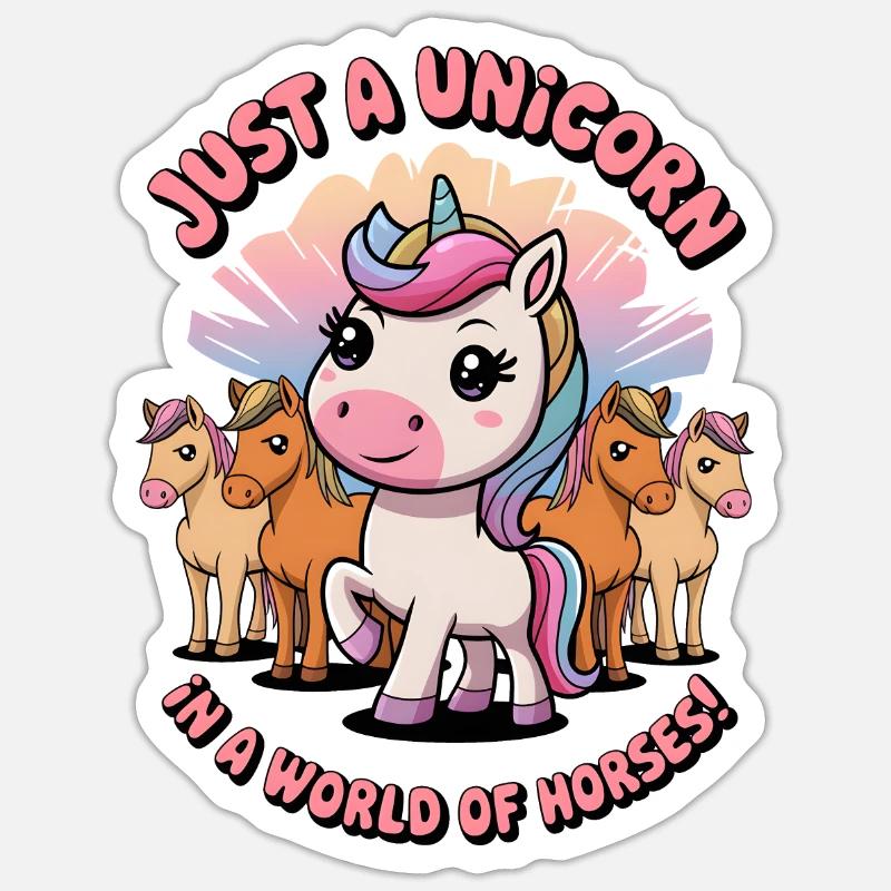 Nur ein Einhorn in einer Welt der Pferde! Sticker Größe S (10 x 10 cm)