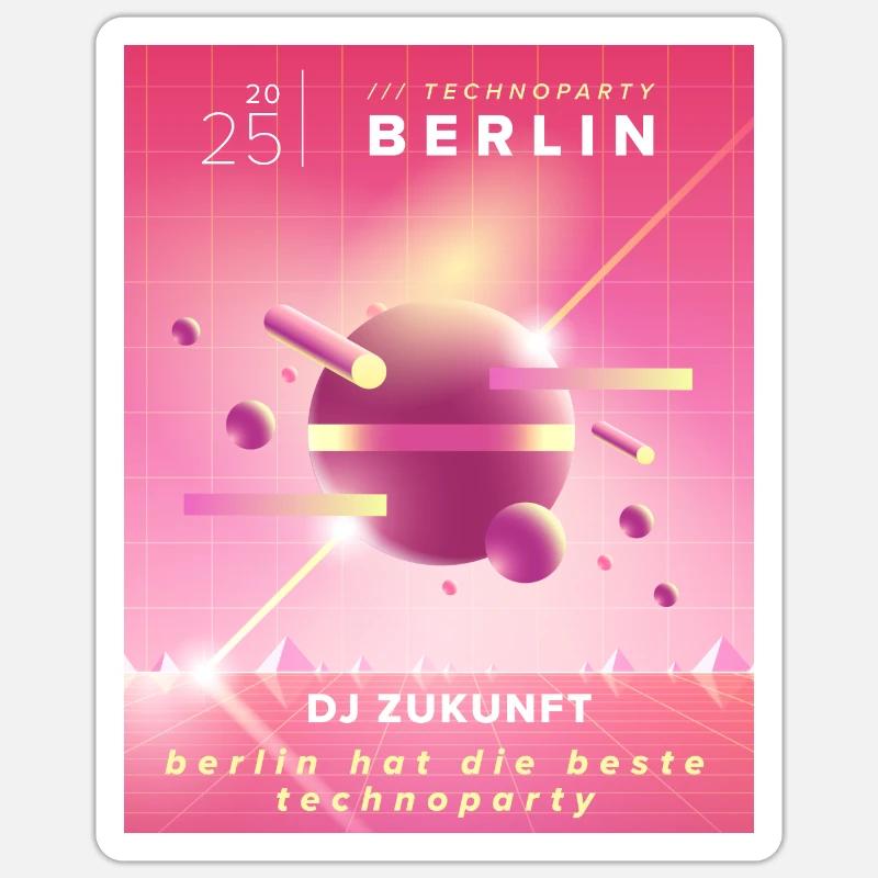 berlin Techno - Sticker size S (10 x 10 cm) - white matte