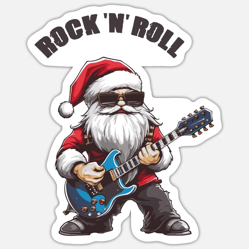 Weihnachtsmann Gitarre - Sticker Größe S (10 x 10 cm) - Mattweiß