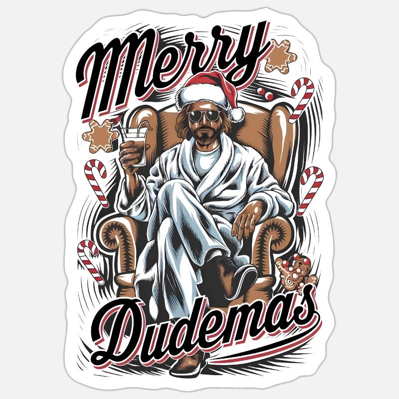 Lebowski Merry Dudemas! - Sticker size S (10 x 10 cm) - white matte