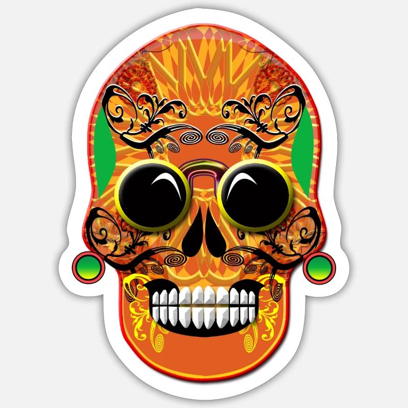 Schädel 5 - Sticker Größe S (10 x 10 cm) - Mattweiß