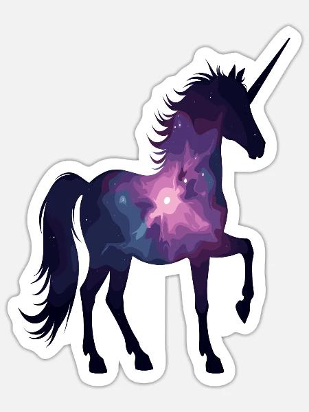 Mystische Galaxie Einhorn Silhouette Design - Sticker Größe S (10 x 10 cm) - Mattweiß