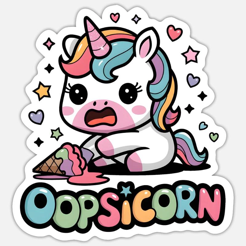 Oopsicorn - Sticker taille S (10 x 10 cm) - blanc mat