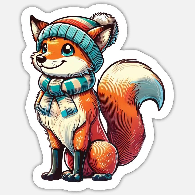 Christmas Fox Mr. - Sticker size S (10 x 10 cm) - white matte