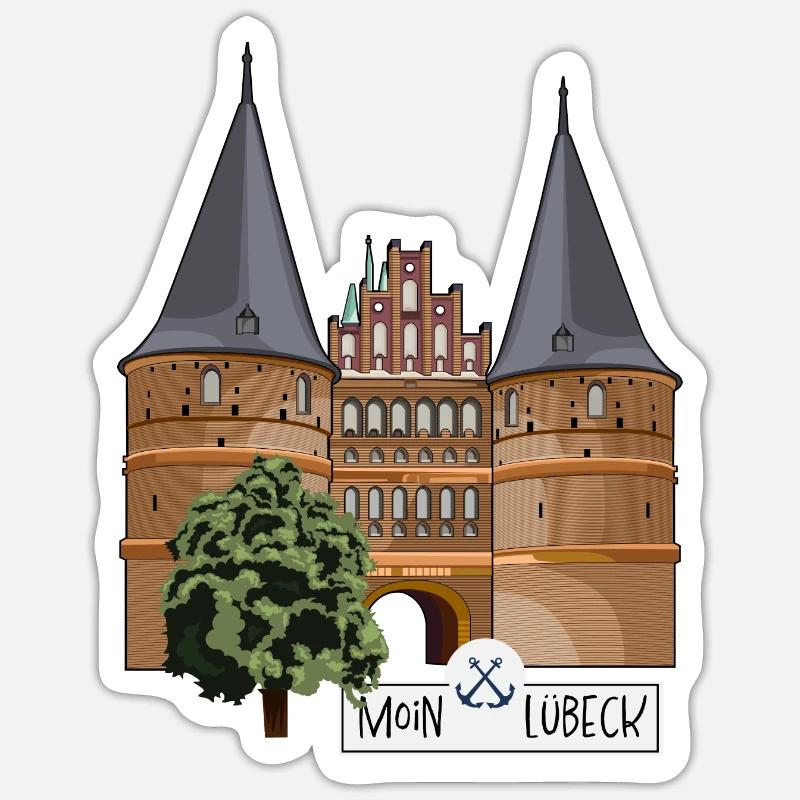Holsten Gate Lübeck // Illustration - Sticker size S (10 x 10 cm) - white matte