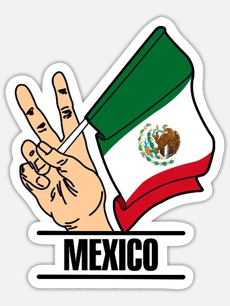 Flagge Mexiko Friedenszeichen Text MEXIKO - Sticker Größe S (10 x 10 cm) - Mattweiß