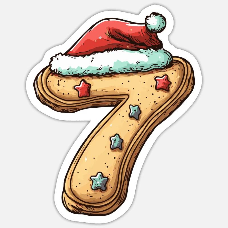 7 Numéro Noël Sticker taille S (10 x 10 cm)