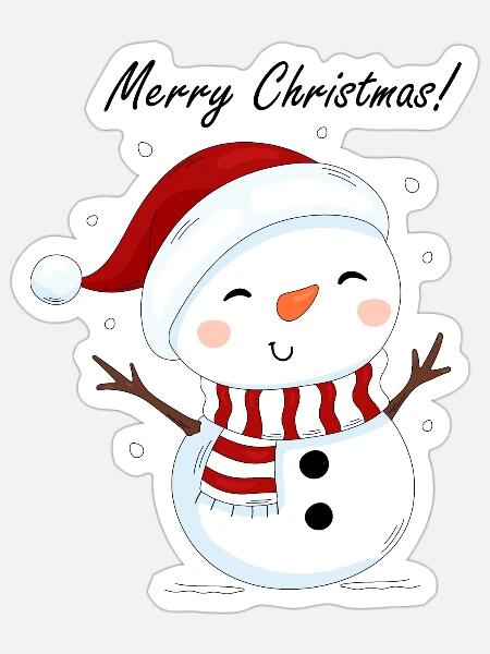 Schneemann und schnee - Sticker Größe S (10 x 10 cm) - Mattweiß