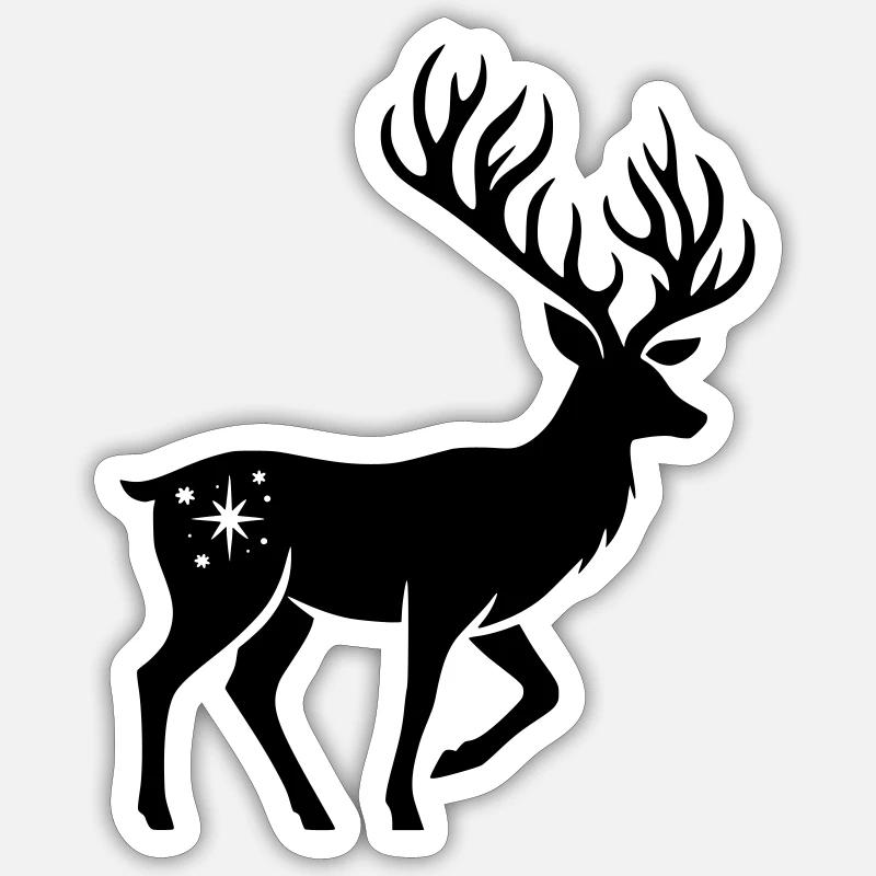 Silhouette de cerf Noël - Sticker taille S (10 x 10 cm) - blanc mat