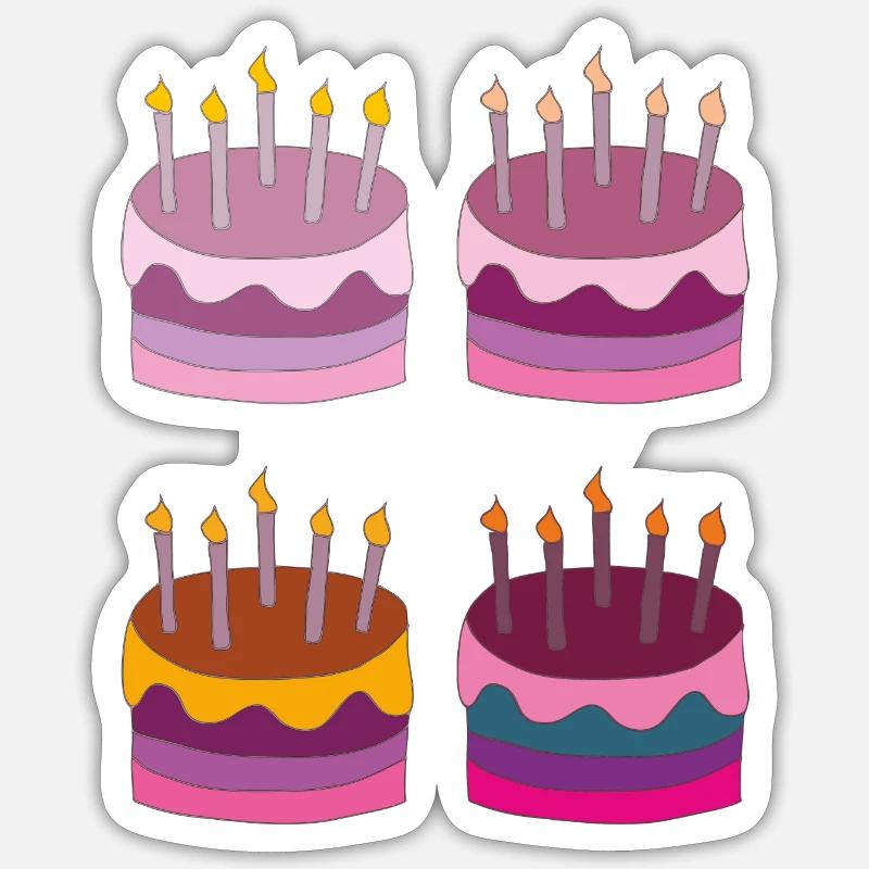 torte 4fach - Sticker Größe S (10 x 10 cm) - Mattweiß