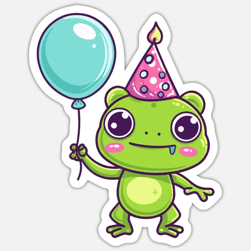 Frog Birthday Comic Cute - Sticker size S (10 x 10 cm) - white matte