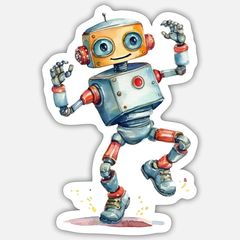Ein tanzender Roboter - Sticker Größe S (10 x 10 cm) - Mattweiß