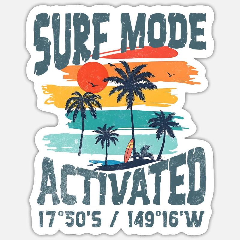 Surf mode activated - Sticker taille S (10 x 10 cm) - blanc mat