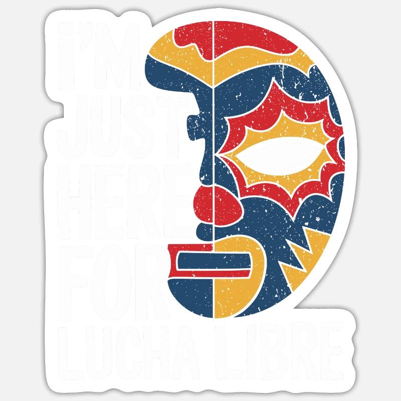 Look de lutte mexicaine - Sticker taille S (10 x 10 cm) - blanc mat