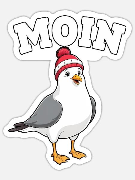 Darts Dart Moin Möwe - Sticker Größe S (10 x 10 cm) - Mattweiß