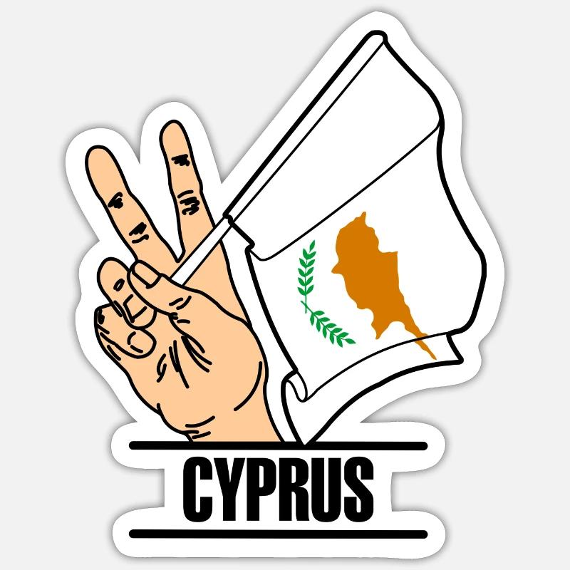 Flagge Zypern Friedenszeichen Text ZYPERN Sticker Größe S (10 x 10 cm)