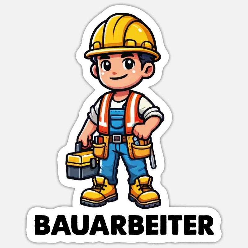 Bauarbeiter - Sticker Größe S (10 x 10 cm) - Mattweiß