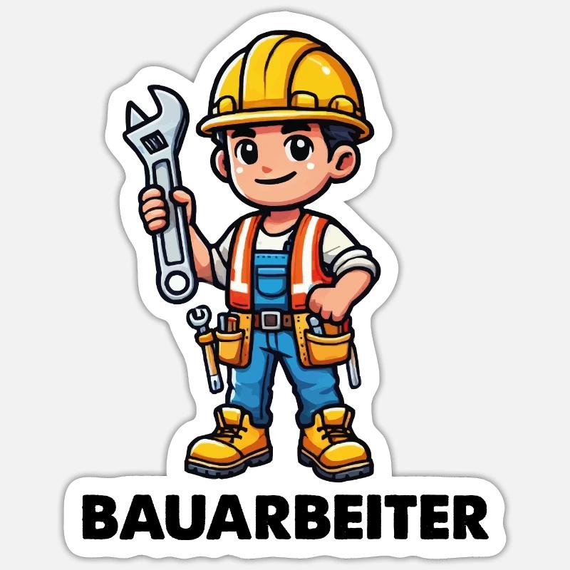 Ouvrier du bâtiment - Sticker taille S (10 x 10 cm) - blanc mat