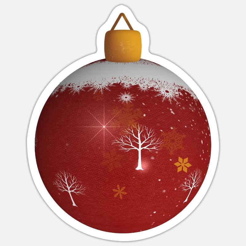 boule de noël rouge - Sticker taille S (10 x 10 cm) - blanc mat