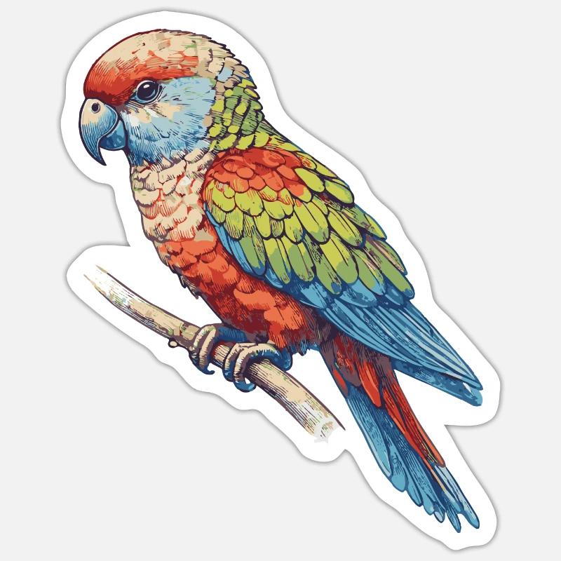Perroquet - Sticker taille S (10 x 10 cm) - blanc mat