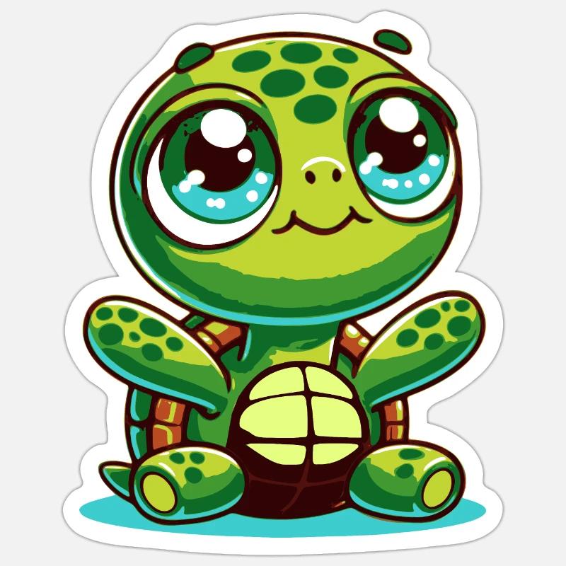 Bébé Tortue - Sticker taille S (10 x 10 cm) - blanc mat