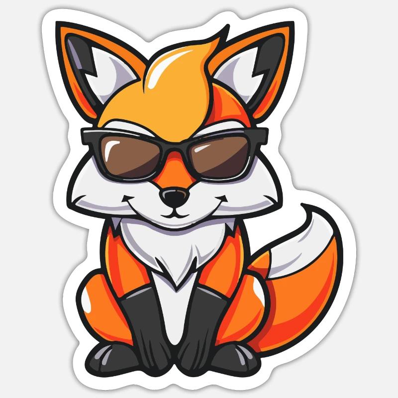 Fuchs Comic Cool - Sticker Größe S (10 x 10 cm) - Mattweiß
