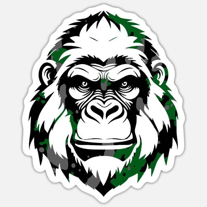 Visage de gorille - Sticker taille S (10 x 10 cm) - blanc mat